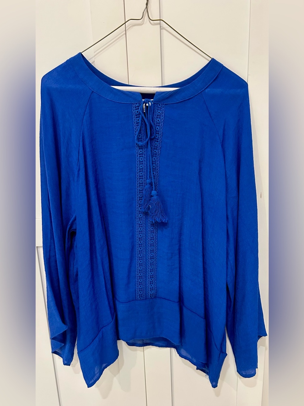 Counterparts Royal Blue Tassel Tie Long-Sleeve Flowy Top